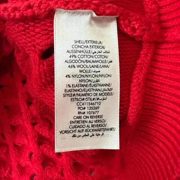 alice + olivia Allene Chunky Open Stitch Ruby Red Crop Sweater Medium NWOT $495